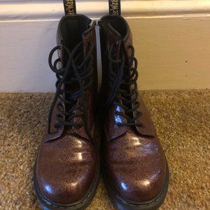 Red Sparkly Glitter Iridescent Dr. Marten Boots